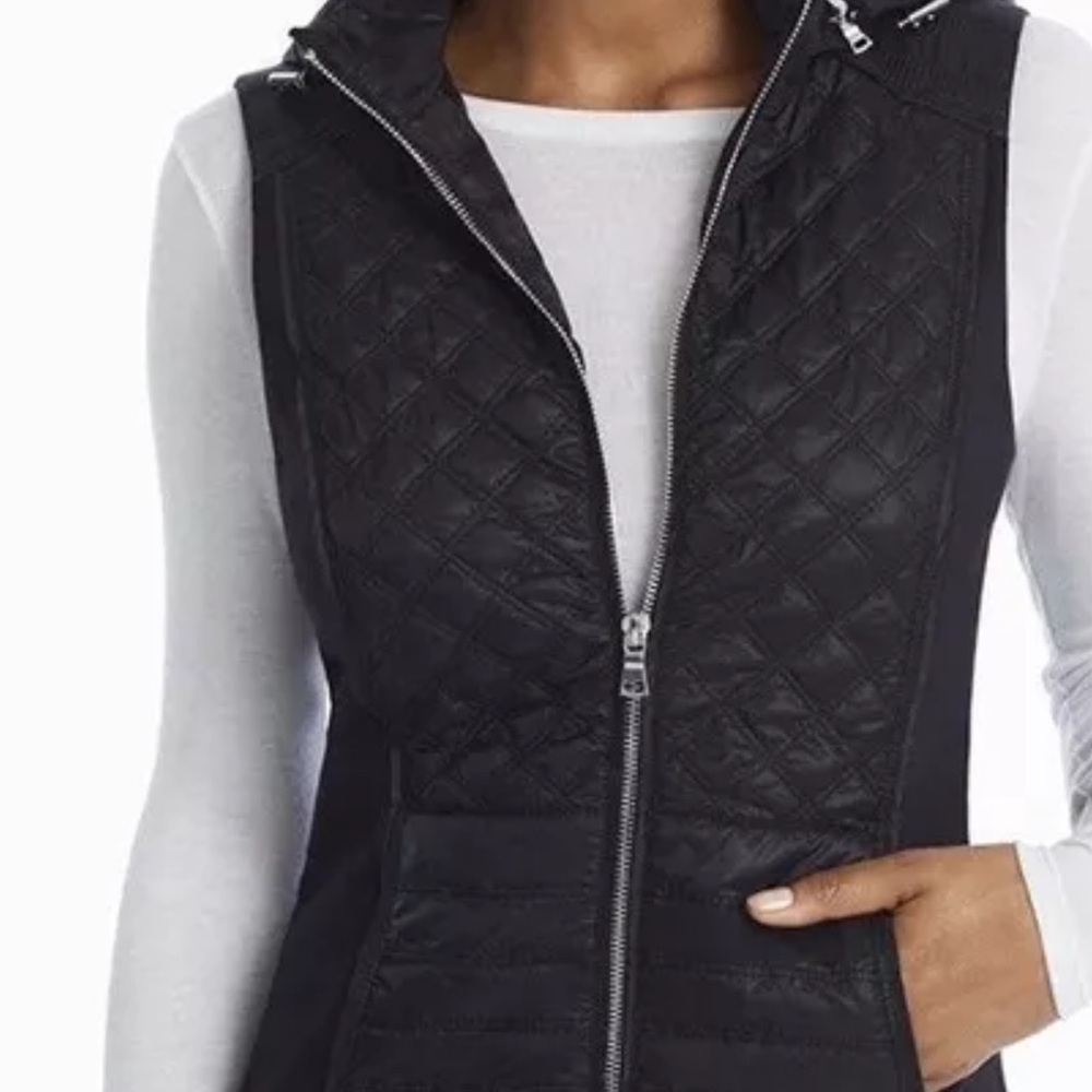 White House Black Market quilted vest with removable hood